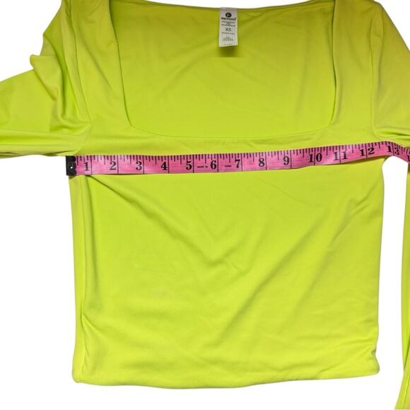 90 Degrees By Reflex Women's  Crop Top Lime Green Long Sleeve Top Sz XS - Picture 5 of 7